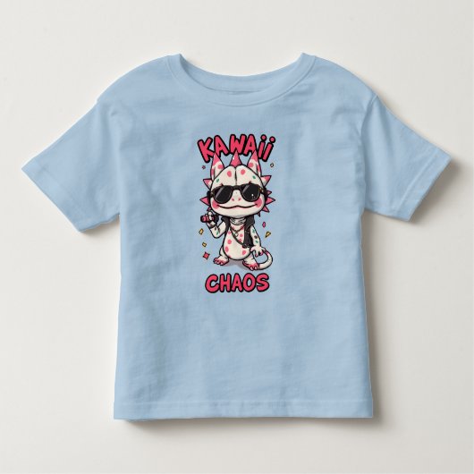Kawaii Chaos Cool Axolotl Sunglasses LeatherJacket Kleinkind T-shirt (Vorderseite)