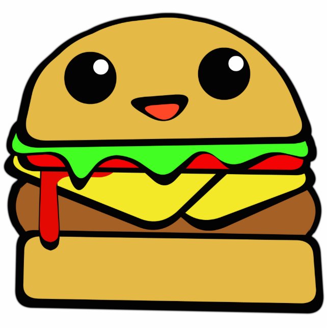 Kawaii Cheeseburger Fotoskulptur Magnet (Vorne)