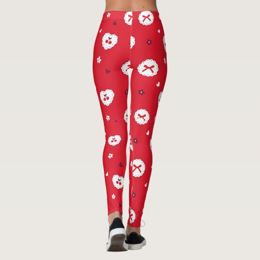 Kawaii Cherries and Bows Pattern Leggings (Rückseite)