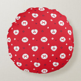 Kawaii Cherries and Bows Pattern Rundes Kissen