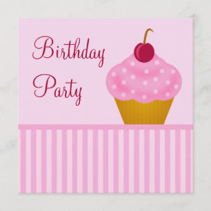 Kawaii Cherry Cupcake Geburtstagsparty Einladungen