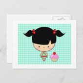Kawaii Cherry Cupcake Postkarte (Vorne/Hinten)