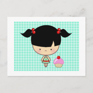 Kawaii Cherry Cupcake Postkarte