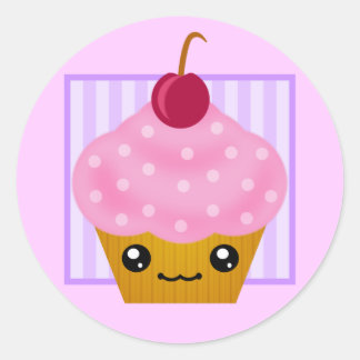 Kawaii Cherry Cupcake Runder Aufkleber