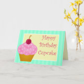 Kawaii Cherry Happy Birthday Cupcake Card Karte (Gelbe Blume)