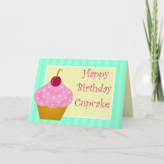 Kawaii Cherry Happy Birthday Cupcake Card Karte
