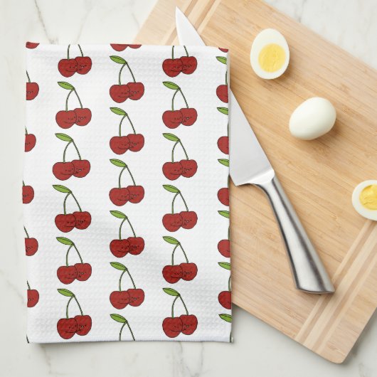 Kawaii Cherry Liebe Geschirrtuch (Viertel Falte)