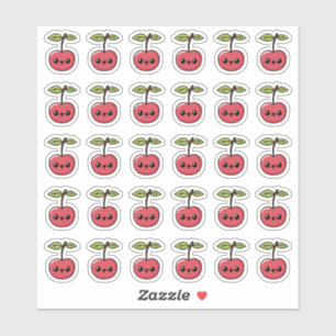 Kawaii Cherry – Süßes Obst mit lächelndem Gesicht Aufkleber