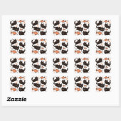 Kawaii Chibi Black Cat Pattern mit Goldfish Quadratischer Aufkleber (Blatt)
