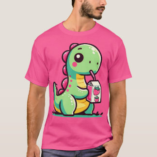 Kawaii Chibi Brachiosaurus Dinosaurier Drink Straw T-Shirt