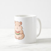 Kawaii Chibi Capybara beim Essen einer Wassermelon Kaffeetasse (VorderseiteRechts)