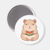 Kawaii Chibi Capybara beim Essen einer Wassermelon Magnet (Vorderseite/Rückseite)