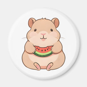 Kawaii Chibi Capybara beim Essen einer Wassermelon Magnet