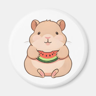 Kawaii Chibi Capybara beim Essen einer Wassermelon Magnet