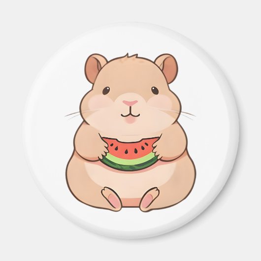 Kawaii Chibi Capybara beim Essen einer Wassermelon Magnet (Vorne)