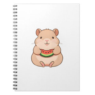 Kawaii Chibi Capybara beim Essen einer Wassermelon Notizblock