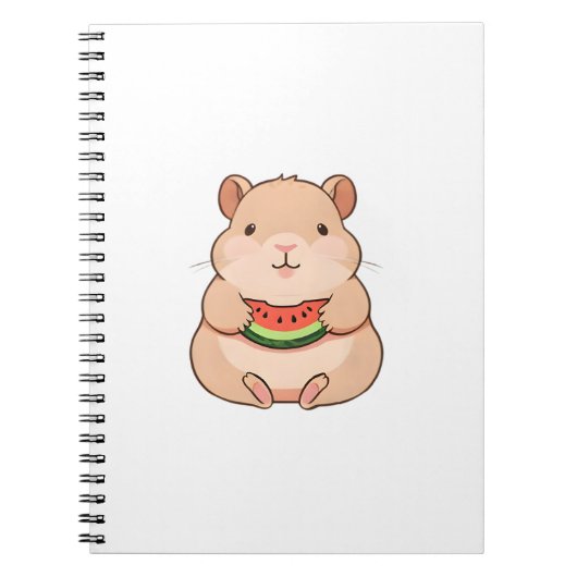 Kawaii Chibi Capybara beim Essen einer Wassermelon Notizblock (Vorderseite)