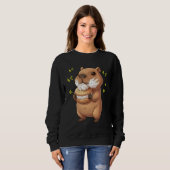 Kawaii Chibi Capybara Munching Happily Funny Water Sweatshirt (Vorne ganz)