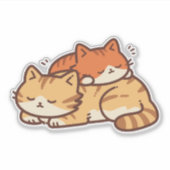 Kawaii Chibi Cats Cuddle Sleeping auf einander Aufkleber (Vorderseite)