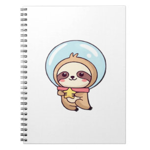 Kawaii Chibi Faultier Astronaut � Süßes Weltraumfa Notizblock