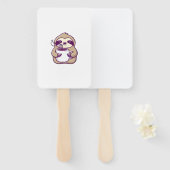 Kawaii Chibi Faultier mit Kaffeetasse � Cute schla Fächer (Vorne und Hinten)