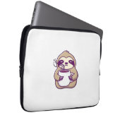 Kawaii Chibi Faultier mit Kaffeetasse � Cute schla Laptopschutzhülle (Vorne Rechts)