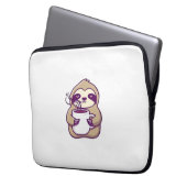 Kawaii Chibi Faultier mit Kaffeetasse � Cute schla Laptopschutzhülle (Vorderseite Links)