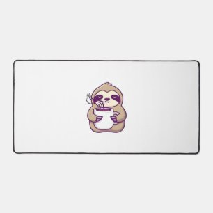 Kawaii Chibi Faultier mit Kaffeetasse � Süßes schl Schreibtischunterlage
