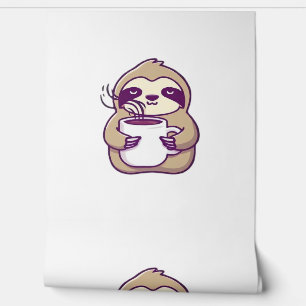 Kawaii Chibi Faultier mit Kaffeetasse � Süßes schl Tapete