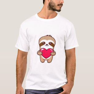Kawaii Chibi Faultier umarmt Herz � Cute Adorable T-Shirt