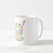 Kawaii Chibi Frosch umarmt Bubble-Tea-Tasse Kaffeetasse (VorderseiteRechts)