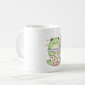 Kawaii Chibi Frosch umarmt Bubble-Tea-Tasse Kaffeetasse (Vorderseite Links)