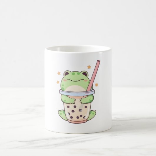 Kawaii Chibi Frosch umarmt Bubble-Tea-Tasse Kaffeetasse (Mittel)
