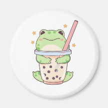 Kawaii Chibi Frosch umarmt Bubble-Tea-Tasse
