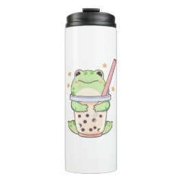 Kawaii Chibi Frosch umarmt Bubble-Tea-Tasse Thermosbecher