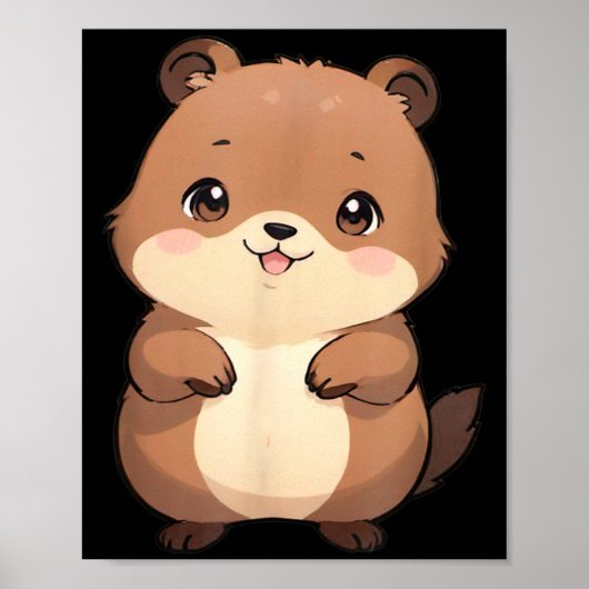 Kawaii Chibi Groundhog - Panfurware Llc Poster (Vorne)