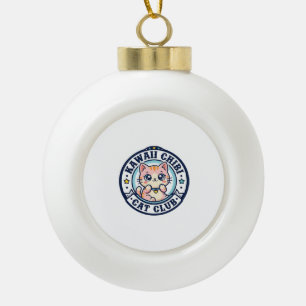 Kawaii Chibi Katze Katzenmutter Geschenkidee - Kaw Keramik Kugel-Ornament