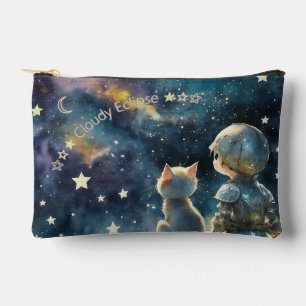 Kawaii Chibi Knight und Kitten Starry Sky Bag Zubehörtasche