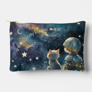 Kawaii Chibi Knight und Kitten Starry Sky Bag Zubehörtasche