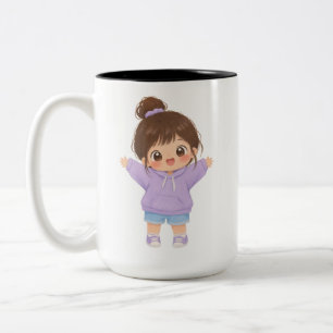 Kawaii Chibi Mädchen lila Kleid Tasse Cute Anime