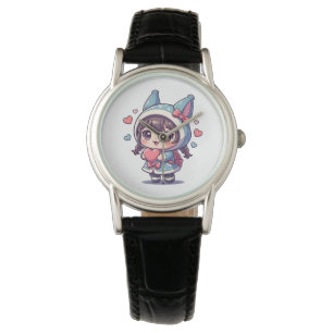 Kawaii Chibi Mädchen mit Herz Armbanduhr