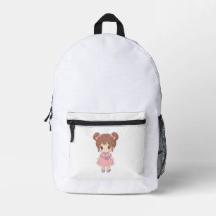 Kawaii Chibi Mädchen Rosa Kleid Rucksack Cute 3D