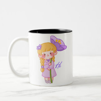 Kawaii Chibi Mädchen Tasse | Süße Blumemädchen Kaf