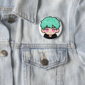 Kawaii Chibi Mint Haar Junge Button Pin (Beispiel)