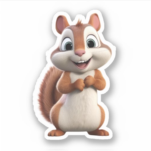 Kawaii Chibi Niedlich Squirrel Chipmunk Aufkleber (Vorderseite)