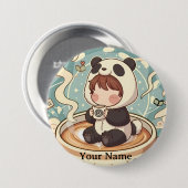 Kawaii Chibi Panda Button Pin Badge (Vorne & Hinten)