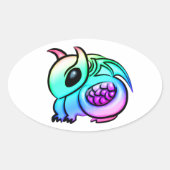 Kawaii Chibi Rainbow Dragon Ovaler Aufkleber (Vorderseite)