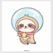 Kawaii Chibi Sloth Astronaut � Cute Space Sloth Ca Aufkleber (Blatt)