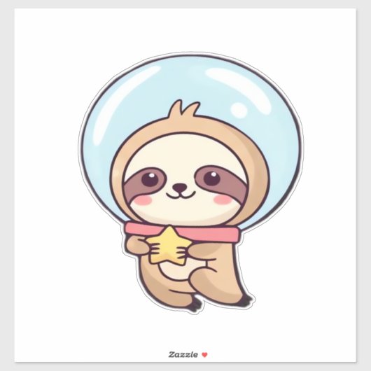 Kawaii Chibi Sloth Astronaut � Cute Space Sloth Ca Aufkleber (Blatt)