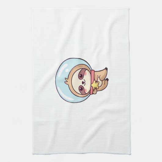 Kawaii Chibi Sloth Astronaut � Cute Space Sloth Ca Geschirrtuch (Vertikal)